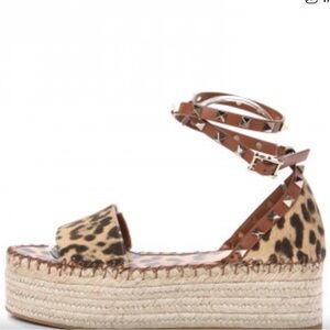 Valentino Garavani Animal Print Espadrilles with Studded Straps